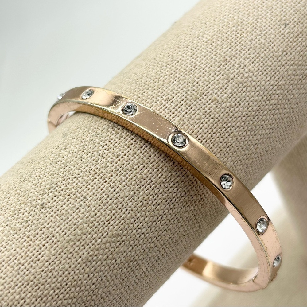 Kate Spade Set in Stone Rose Gold Jeweled Hinged Bangle Bracelet